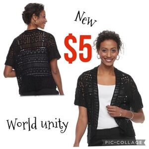 $5 item/ NWT BLACK OPEN KNIT SHUG CARDIGAN sz M